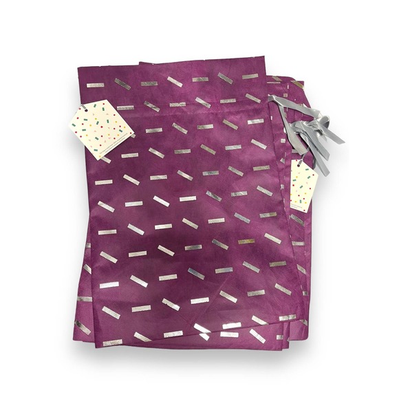 10 x  Large 18" Purple Fabric GIFT BAGS w/ Silver Ribbon | Christine Taylor CTC - Picture 11 of 13